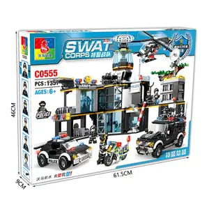 SWAT şehir polis karakolu araçlar bulmaca 3d Premium plastik tuğla yapı taşları Set çocuklar için eğitici oyun