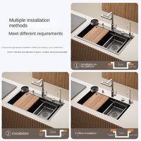 Robinet cascade pour évier de cuisine intelligent Grand lave-vaisselle Lavabo multifonction en acier inoxydable à affichage numérique