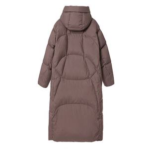 Blouson d'hiver pour <span class=keywords><strong>femme</strong></span> Boying 2025, nouveau, long, à capuche, épais, ample, coupe ajustée, uni, teint, en duvet de canard blanc - Personnalisable - Product Image 6