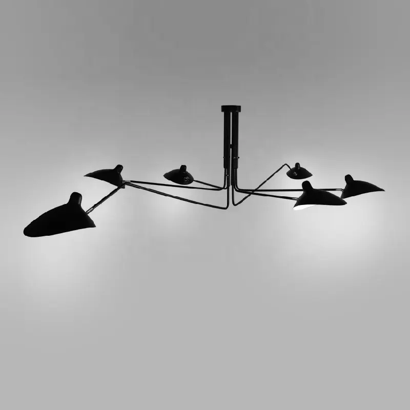 Nordic Style Ceiling Lamp Serge Mouille 6 Arms Chandelier Light
