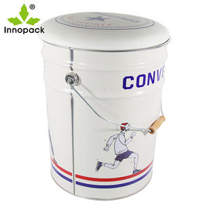 Full Color Printed 1L 2L 3L Metal <b>Tin</b> <b>Bucket</b> with Snap-on Lid Food Grade Steel Round Can for Water Paint and Food Storage - Product Image 2
