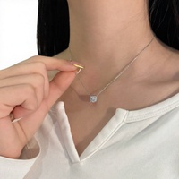 Collier Pendentif en Argent Sterling S925 avec Moissanite pour Femme, Design Goutte de Sucre à Pierre Unique, Personnalisé, Simple et Exquis, pour Clavicule