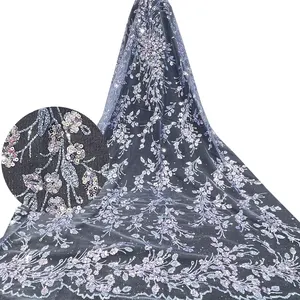 Yeni popüler İsviçre Hollow dantel düğün akşam elbise kumaş kristal pullu baskılı kumaş
