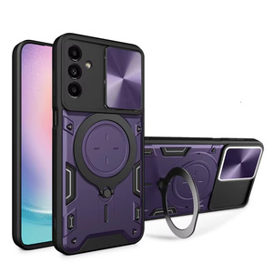适用于三星S25 S24 Ultra Plus旋转环支架全保护手机盖镜头推窗保护智能手机外壳 - Product Image 4