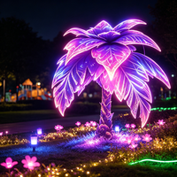 Lanternes d'extérieur en fil d'acier en forme de fleur, aux tons violets colorés, pour les remises de diplômes, Diwali, les sites touristiques et les places de loisirs