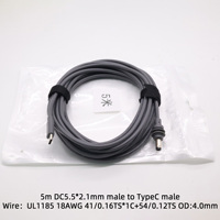 Kabel Daya Starlink Industrial USB C ke DC 5521 100W PD 2m/3m/5m PVC Tahan Air