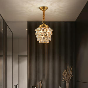 โคมไฟ LED สไตล์มินิมอลทันสมัยทำจากทองแดงทั้งหมด โคมไฟระย้าคริสตัลรูปวงรีสุดหรู สำหรับทางเข้าห้องน้ำ ห้องรับประทานอาหาร - Product Image 4