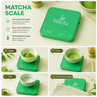 Timbangan Kopi Elektronik Pintar Matcha Scale 2kg 0.1g untuk Rumah, Pembuatan Espresso, Mati Otomatis, Portabel, Pengatur Waktu Otomatis, Warna Hijau