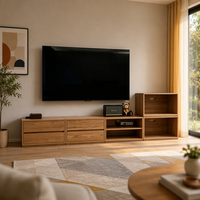 Meuble TV sur pied avec tiroirs de rangement pour salons, console multimédia avec finition mélamine