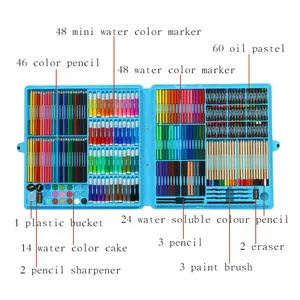 258pcs 그림 아트 세트 어린이를위한 여러 가지 빛깔의 예술 세트