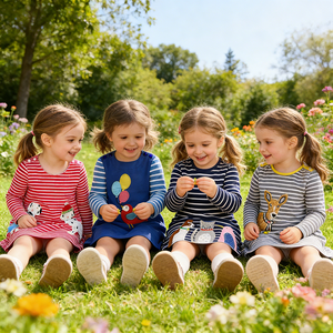 ชุดเดรสเด็กผู้หญิงลายการ์ตูนทรงเอ ผ้าฝ้าย แขนยาว สำหรับฤดูใบไม้ผลิและฤดูใบไม้ร่วง เสื้อผ้าเด็กเล็กขายส่ง ชุดเดรสเด็ก - Product Image 4