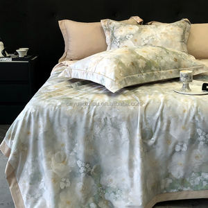 طقم لحاف فاخر جديد مطبوع بتصميم هندسي ثلاثي الأبعاد من البوليستر لجميع المواسم، طقم أغطية سرير فندقي من 4 قطع قابل للعكس - Product Image 2