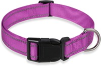 Collier pour chien Hiphoppet réglable, souple, durable, respirant, en nylon, avec boucle réfléchissante, personnalisable, motif uni pour animaux de compagnie