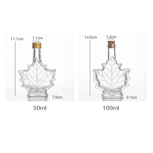 <span class=keywords><strong>B</strong></span>án buôn chai thủy tinh hình lá phong 50ml và 100ml có nắp vặn, đựng siro/rượu - Product Image 6