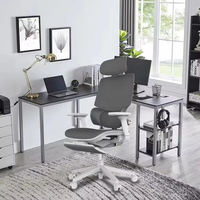 Chaise de bureau de luxe moderne en métal et cuir PU, pivotante, ergonomique avec appui-tête et repose-pieds réglables, en maille, extensible en fer