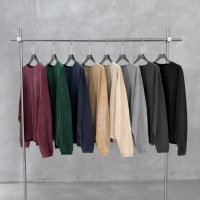 T-shirt à manches longues personnalisé avec logo, 315g, en pur coton, style rétro délavé et usé, coupe ample, vêtement de sport à manches longues
