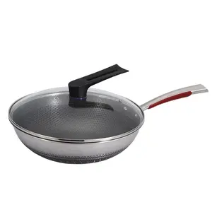 Vendita all'ingrosso calda non stick wok pan preferito materiale 316 grande cottura wok con manico