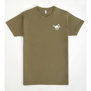 T-shirt Reflection By Ninhol Verde Oliva Design Minimal Sun Cloud Abbigliamento casual unisex - Product Image 1