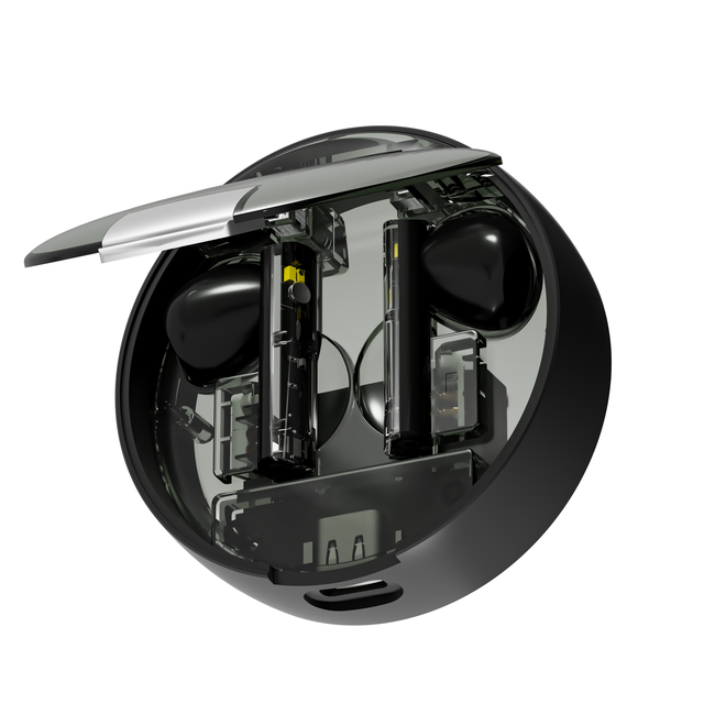 2024 New Arrival Unique Design Round Sharpe Style Wireless 5.3 Version Transparent True Stereo Tws Earphone Manufacturer
