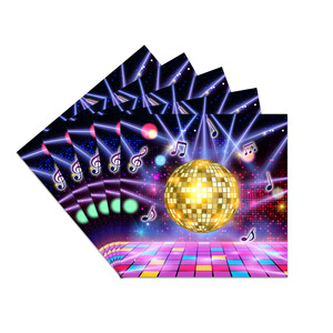 Disco Theme Party Tableware Set 60-80 Pcs Round <b>Paper</b> Plates Napkins <b>Tablecloths</b> Birthday Decorations Environment Friendly - Product Image 2