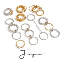 Ensemble de bagues en perles bicolores en acier inoxydable plaqué or argenté ajustable et redimensionnable Bagues tendance pour femmes