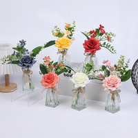 Fleurs artificielles en soie en pot avec base à effet d'eau, directement de l'usine, pour la décoration de bureau, maison, hôtel, fleurs en vrac