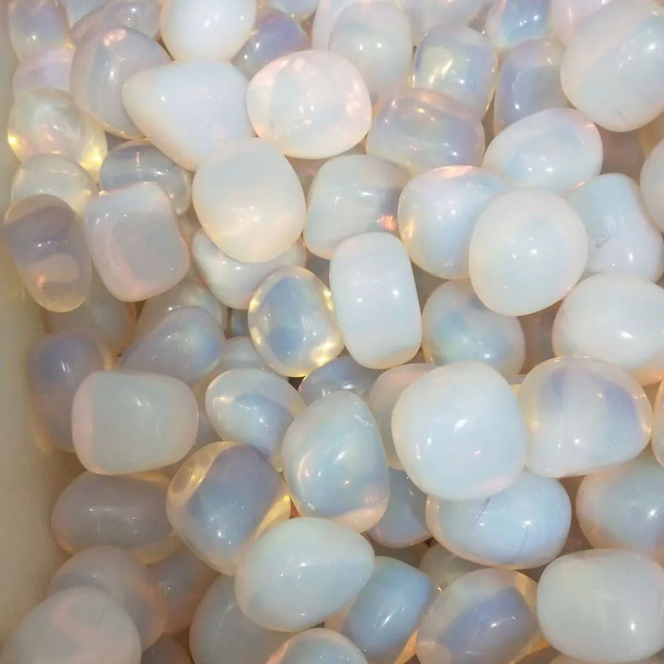 Sỉ đá quý Opal trắng thô, sỏi tinh thể, Opalite đánh bóng, đá nghiền chữa bệnh