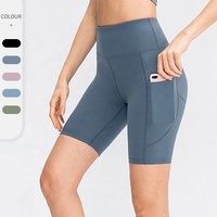 Logo personnalisé Nylon Yoga Femme Été Femmes Yoga Pantalons Vente en gros Gym Avec Poches Femmes Biker Shorts