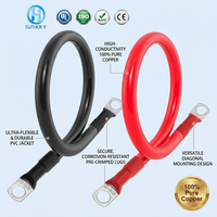 Kabel Baterai Tembaga Murni Fleksibel 2 AWG Gauge 35mm2 Kabel Ground Daya Terminal Ring M10 12V 24V untuk Mobil Kapal Motor