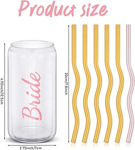 パーティーサプライヤーになる花嫁グラスを飲むことはガラスカップを形作ることができますアイスコーヒーティーワインのためのストロー付き花嫁介添人ギフト - Product Image 2