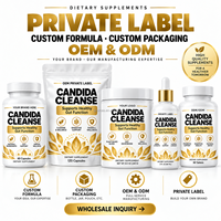 Compléments alimentaires à base de plantes en capsules personnalisées pour la purification de la Candida, avec feuille d'origan pour adultes, soutien OEM ODM pour la santé intestinale et du côlon, 60 gélules