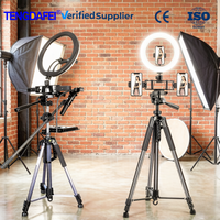 Trépied multifonctionnel pour sol avec lumière d'appoint, support universel pour smartphone et appareil photo reflex numérique, trépied pour diffusion en direct et tournage vidéo