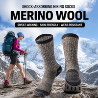 Chaussettes d'hiver épaisses en laine mérinos, thermiques, chaudes, pour la randonnée, la course à pied, le travail, avec soutien de la voûte plantaire, compression renforcée, évacuation de l'humidité