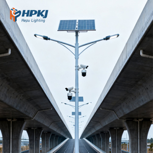 ไฟถนนพลังงานแสงอาทิตย์แบบแยก Hepu 50W/80W/100W เสาไฟ LED ไฮบริดพลังงานแสงอาทิตย์ตัวเหล็กสำหรับกลางแจ้งและถนน60W - Product Image 3