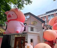 Pig Family Cartoon Character Inflatable 3m rose pour événement - Vente chaude - Personnage de dessin animé cochon rose gonflable pour la publicité