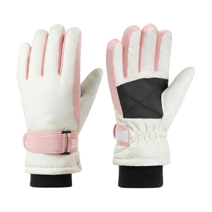 <b>White</b> Pink <b>Ski</b> <b>Gloves</b> Dual Tone Snowboard <b>Gloves</b> Textured Palm Adjustable Wrist Winter Sports Snow Gear Outdoor <b>Gloves</b> - Product Image 5
