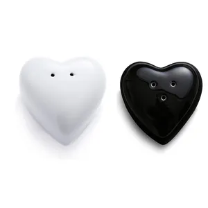 Salt And Pepper Set Black Heart Shaped Wedding Ceramic Salt Container And Pepper Shakers Holder Set Herb Spice Tools