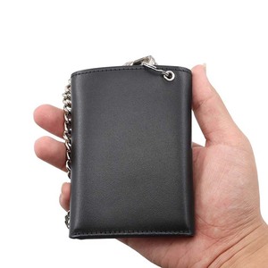 <span class=keywords><strong>Portefeuille</strong></span> à chaîne pour <span class=keywords><strong>homme</strong></span>, à trois volets, avec fenêtre d'identification et compartiments pour cartes de crédit, minimaliste, en cuir véritable, style motard - Product Image 5