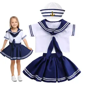 Halloween Cosplay Dress Up Set ragazzi ragazze Navy Outfit Suit bambini costumi da marinaio con cappello da capitano HCBC-057