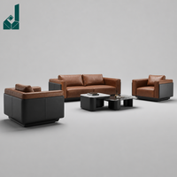 Ensemble de canapés de bureau exécutif en cuir bicolore, style moderne et minimaliste, canapé modulaire italien de luxe pour salle de réception de PDG