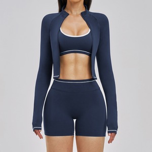 Set Yoga <span class=keywords><strong>Donna</strong></span> Color Block Effetto Nudo per Fitness, <span class=keywords><strong>Palestra</strong></span>, Corsa e Allenamento all'Aperto - Completo Tre Pezzi - Product Image 4