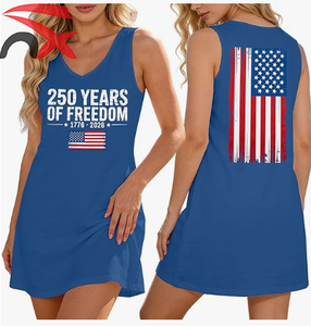 Nouvelle robe débardeur décontractée à thème américain, drapeau américain, 250 ans de liberté, pour femmes - Product Image 4
