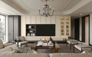 Gran oferta 2025, mueble de TV de madera maciza de lujo ligero de estilo moderno, almacenamiento de fondo de pared completo, muebles de sala de estar integrados - Product Image 5