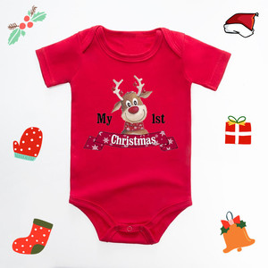 <span class=keywords><strong>Mon</strong></span> premier pyjama de <span class=keywords><strong>Noël</strong></span> rouge pour bébé, en pur coton, à manches courtes, unisexe - Product Image 3