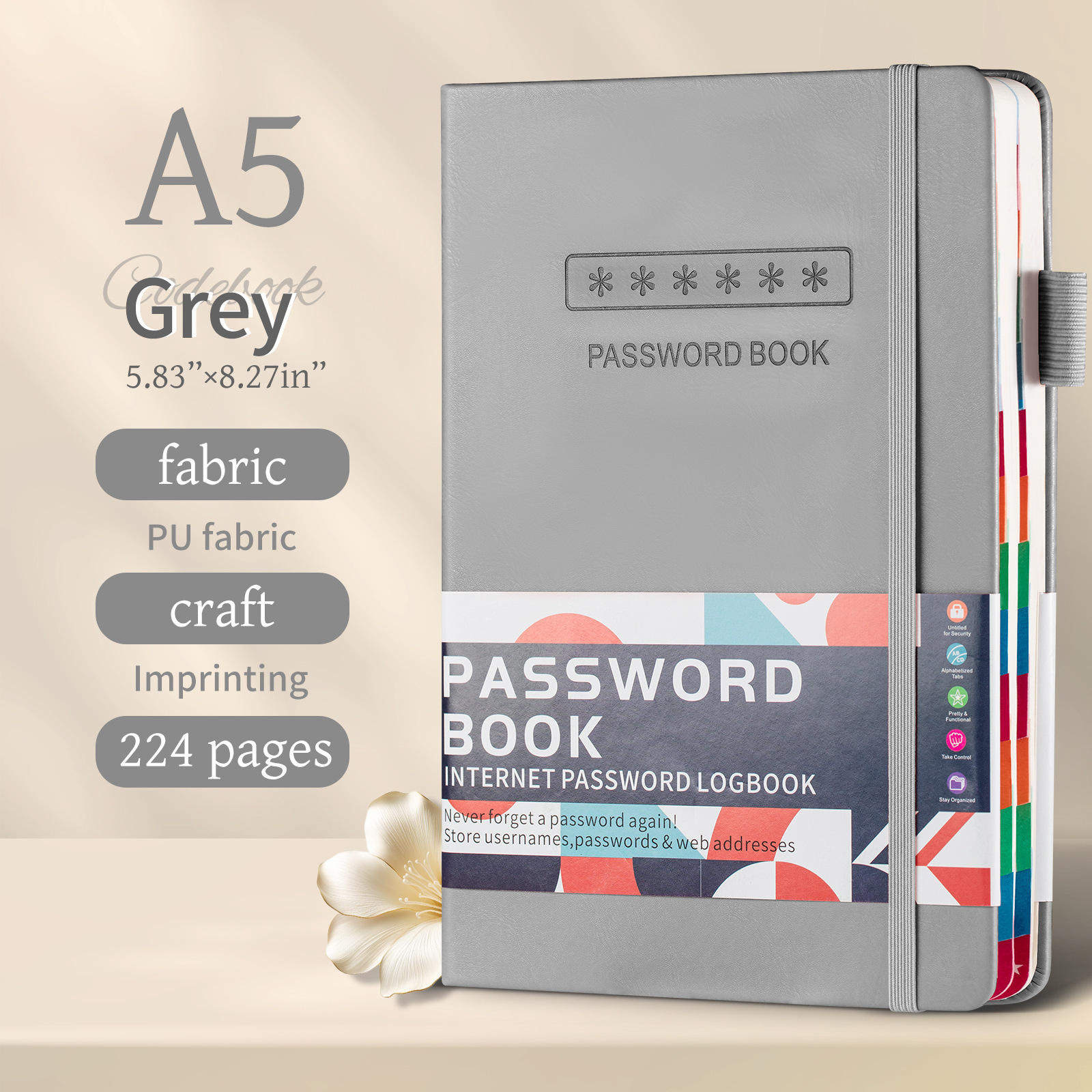 Livre à code A5/sangle-gris