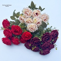 Bouquet de 9 roses impériales artificielles, décoration murale pour mariage, fleurs artificielles en plastique
