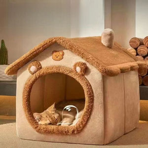 Groothandel Huisdierbedden Vier Seizoenen Universeel Verwijderbaar Wasbaar Kattenhuis Winter Warm Nest Voor Katten En Honden Semi-Gesloten Ontwerp - Product Image 1