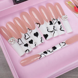 Juego de <span class=keywords><strong>Uñas</strong></span> Artificiales Súper Lujosas, <span class=keywords><strong>Uñas</strong></span> de Prensa Acrílicas Hechas a Mano, Extra Largas, Cubierta Completa Decorada Cuadrada, 10 Unidades - Product Image 4