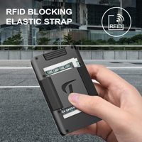 THUMBS-UP Badge d'identification de fenêtre de blocage RFID pour hommes Porte-cartes Porte-cartes en métal et aluminium avec sangle de caisse
