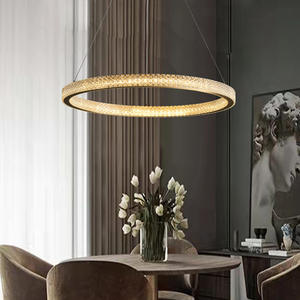 Lustre créatif nordique LED circulaire pour salle à manger, chambre à coucher, bureau, luminaire personnalisé postmoderne de luxe pour salon - Product Image 1